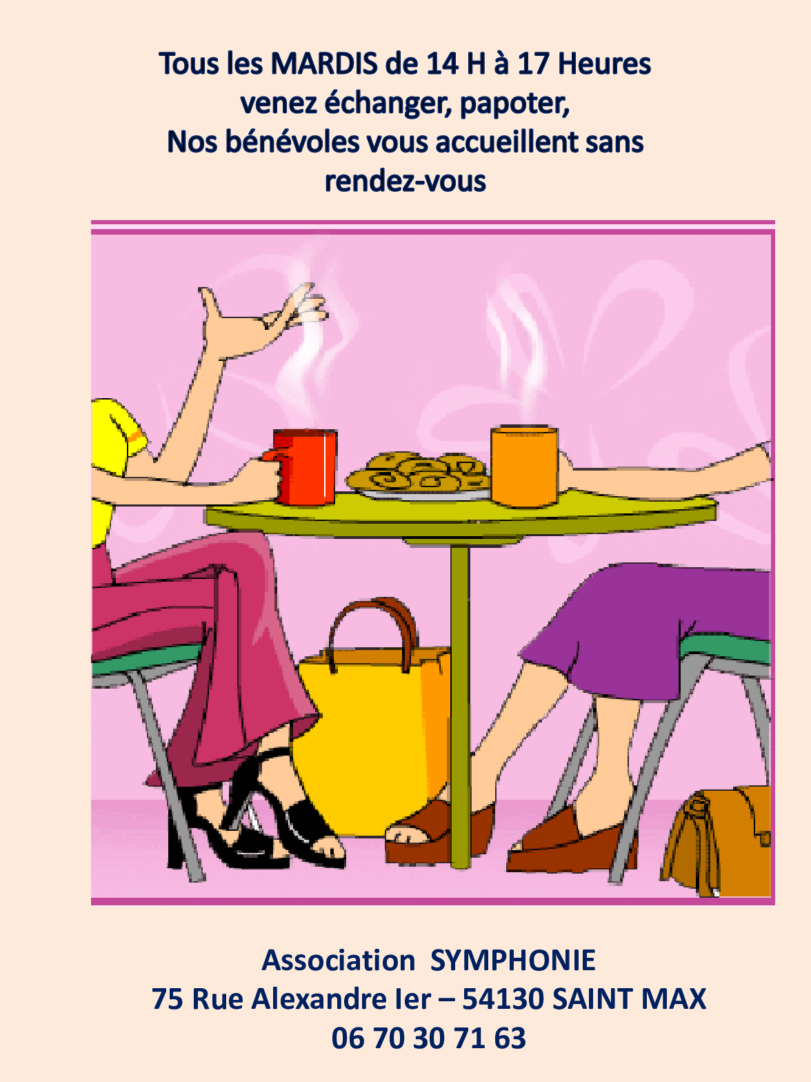Tous les Mardis de 14 H à 17 Heures sans rendez-vous