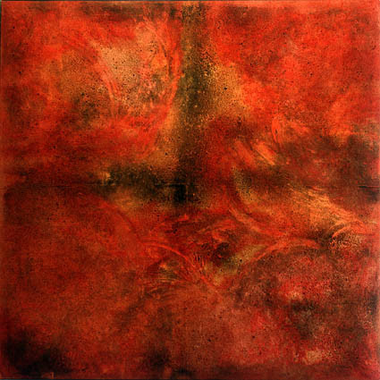 sin título, 1998, 180x180x10 cm, técnica mixta sobre lienzo acolchado, marco de hierro