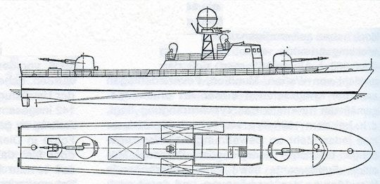 Artillerie-Schnellboot Klasse 147a - Zeichnung: Fock