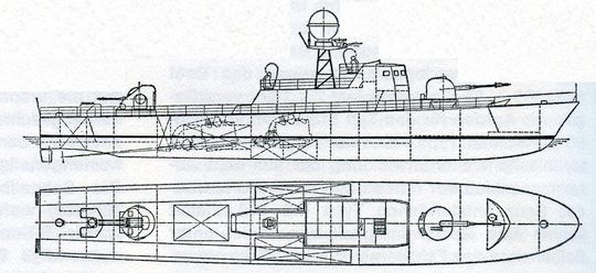 Artillerie-Schnellboot Klasse 147b - Zeichnung: Fock