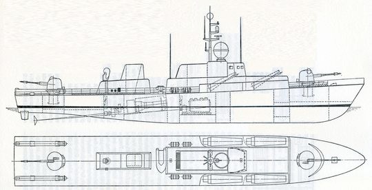 S-Boot Klasse 144 - Zeichnung: Fock