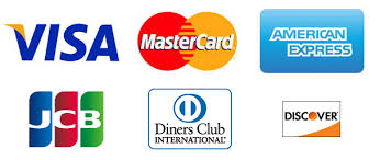 VISA　MasterCard　AmericanExpress　JCB　DinersClub　Discover