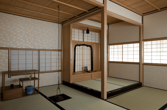 Der original Teeraum "kusari no ma" in der Ueda Schule, Hiroshima 