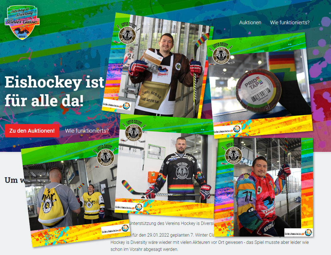 Versteigerung zugunsten der Schuzhöhle und Hockey is Diversity