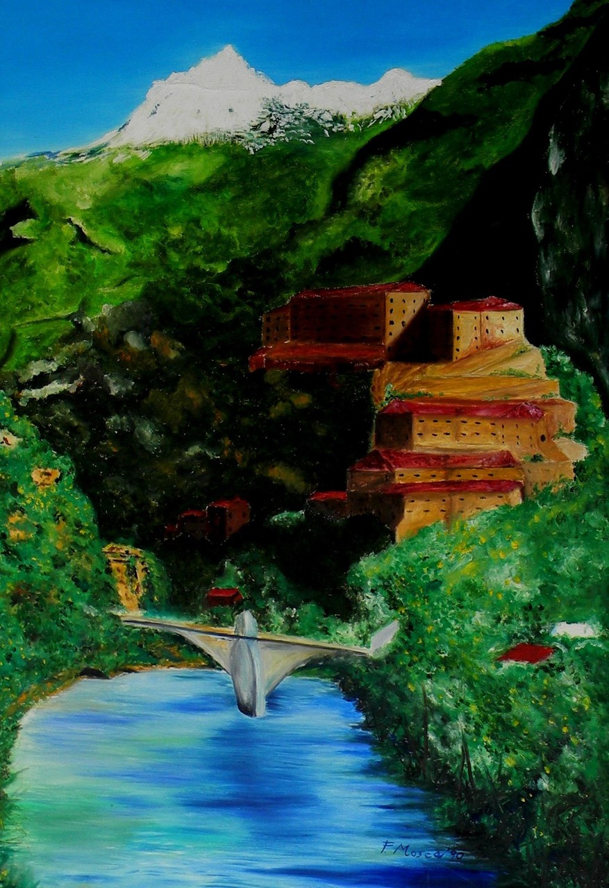 Il Castello di Bard (Valle d'Aosta), 1989, olio su tela, 80 x 120