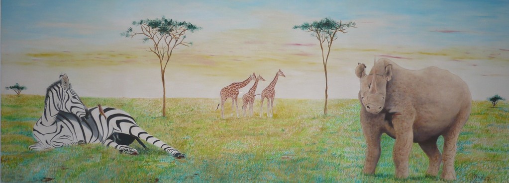 Paesaggio africano all'alba, 2008, olio su tela