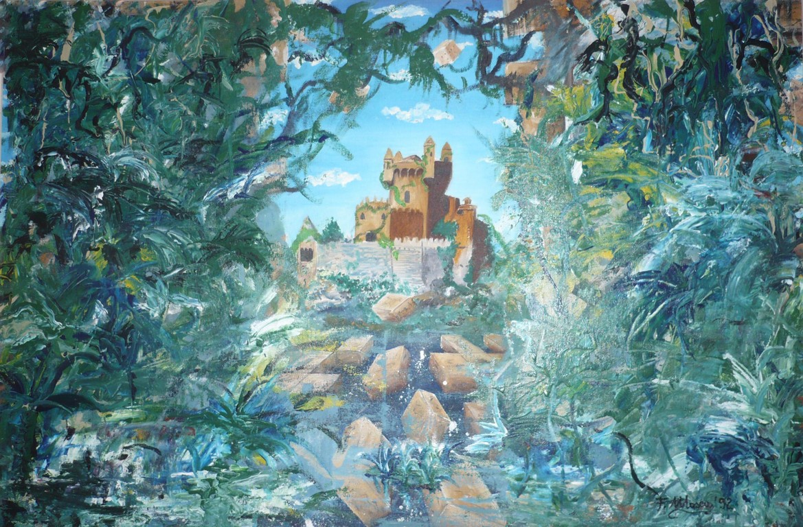 Castello nella palude, olio su tela, cm 50x70