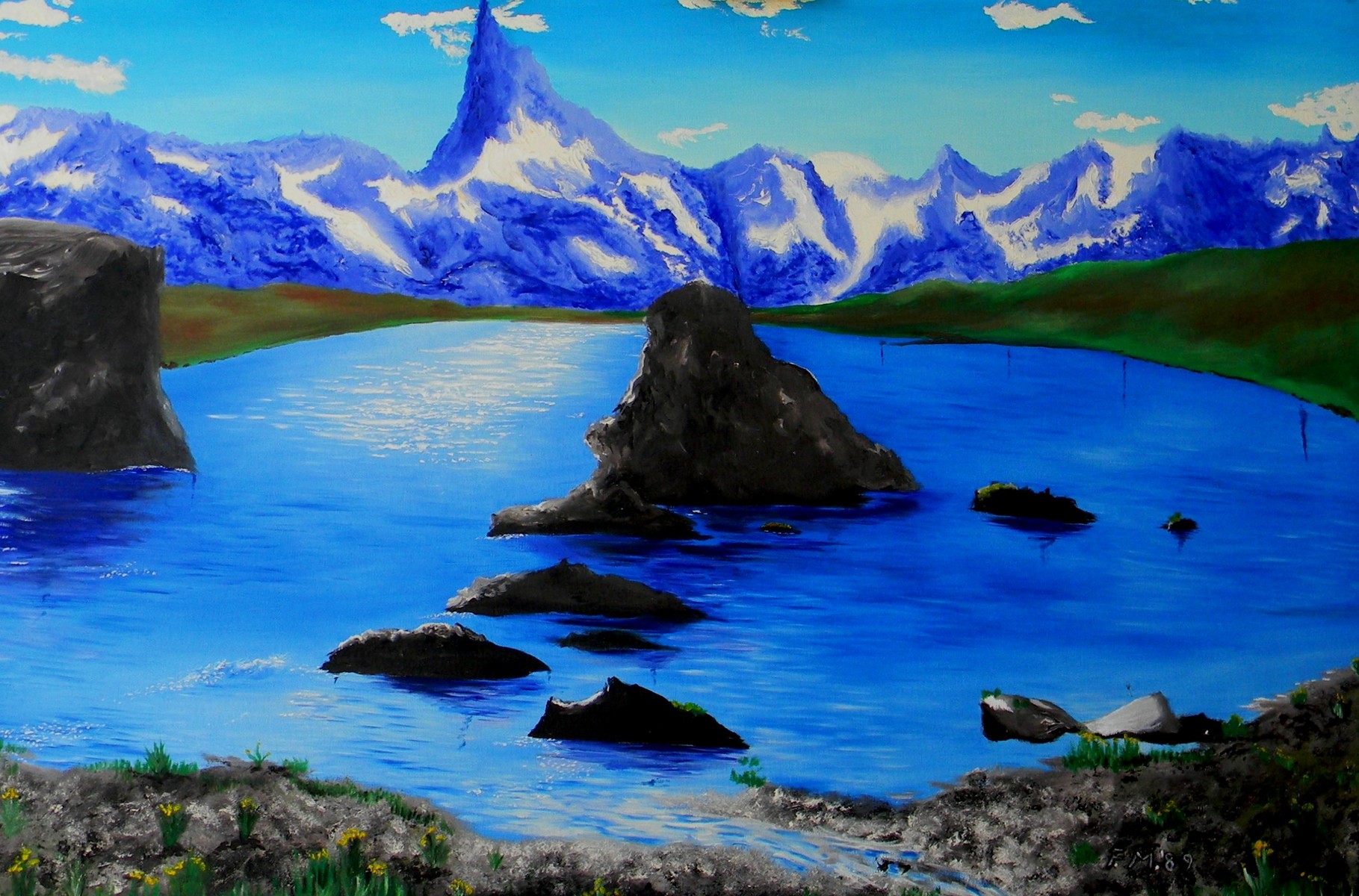 Il lago alpino (Steellise Mattherhon, Wallis), 1989, olio su tela, 80 x 120