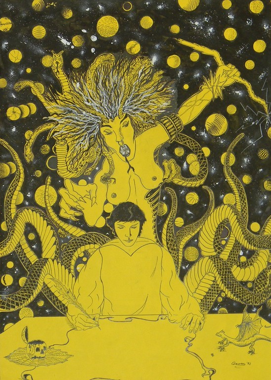 Il Demone della Creazione, 1988 (bozzetto), china su cartoncino, 70x50