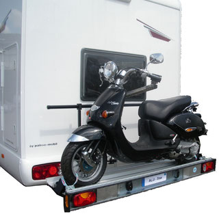 Porte-moto aluminium avec boule d'attelage 120 kilos camping-car