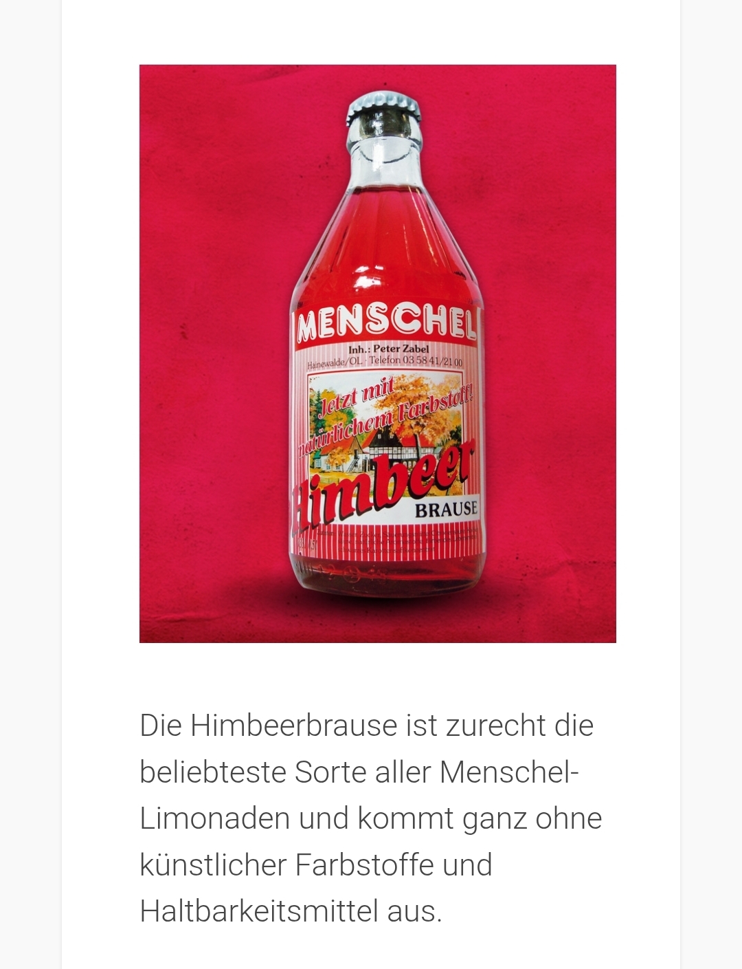 Menschel Hibeerlimonade, Brause bei getränkeberlin.de