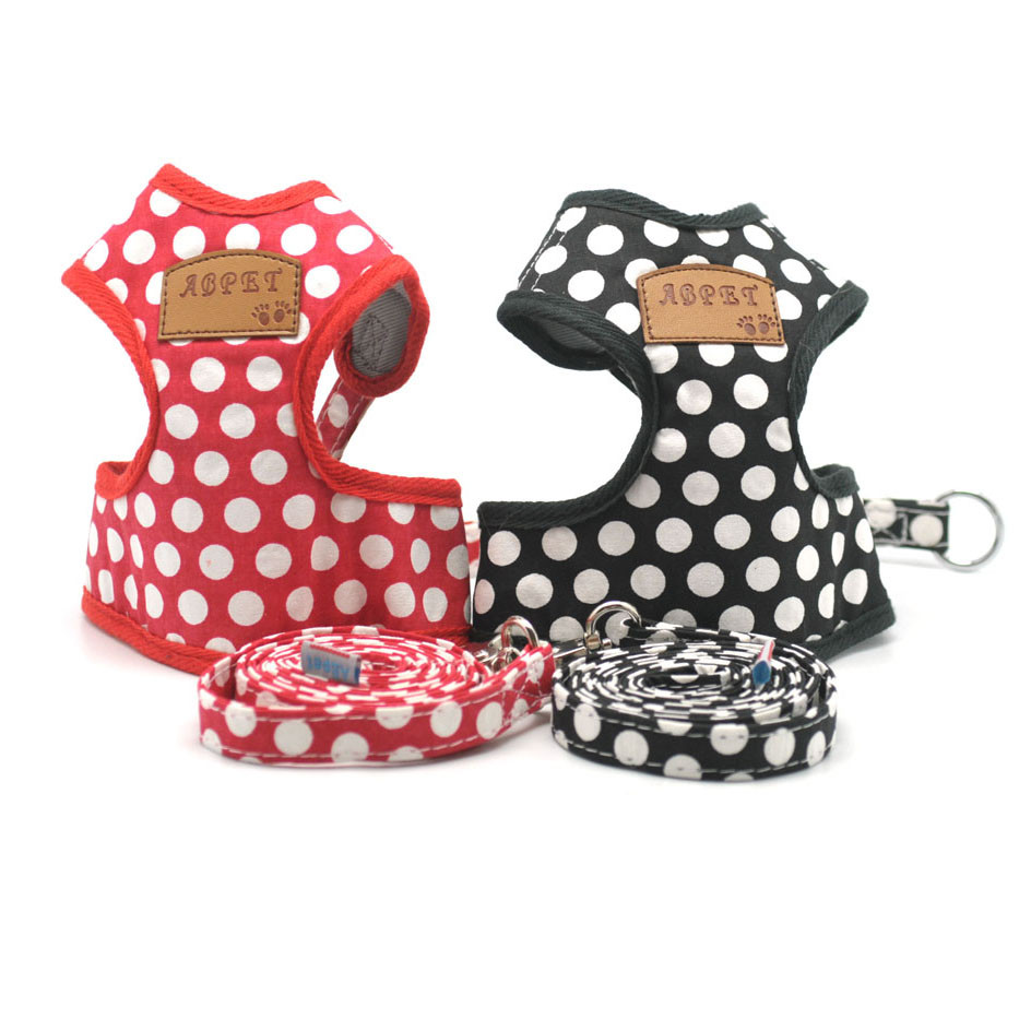 AB Pet PolkaDot Dog Harness Set in Black Dog clothes