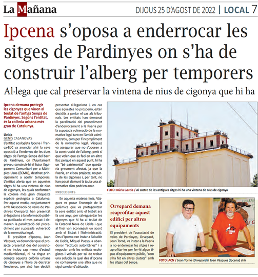 Ipcena s’oposa a enderrocar les sitges de Pardinyes on s’ha de construir l’alberg per temporers