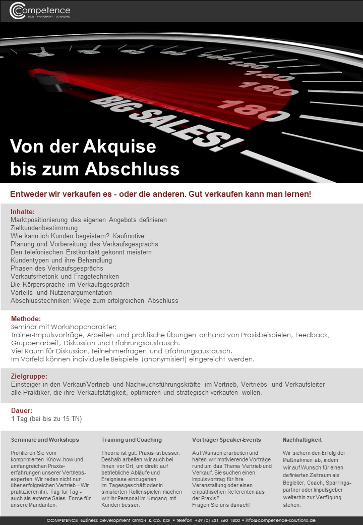 seminar Akquise Entweder wir verkaufen oder die anderen