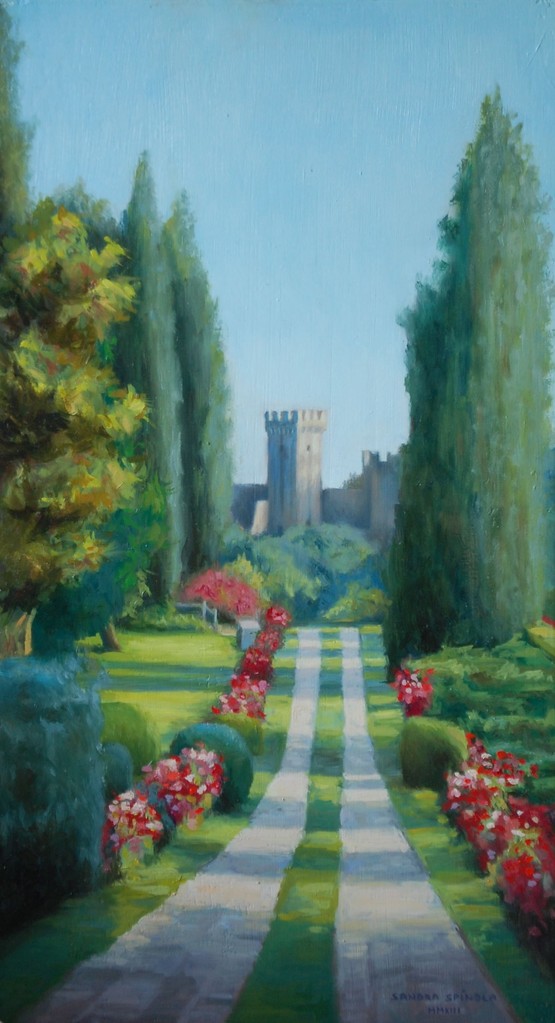 Paseando por Francia, Oil on canvas mounted on panel, 9 x 17 inches. 