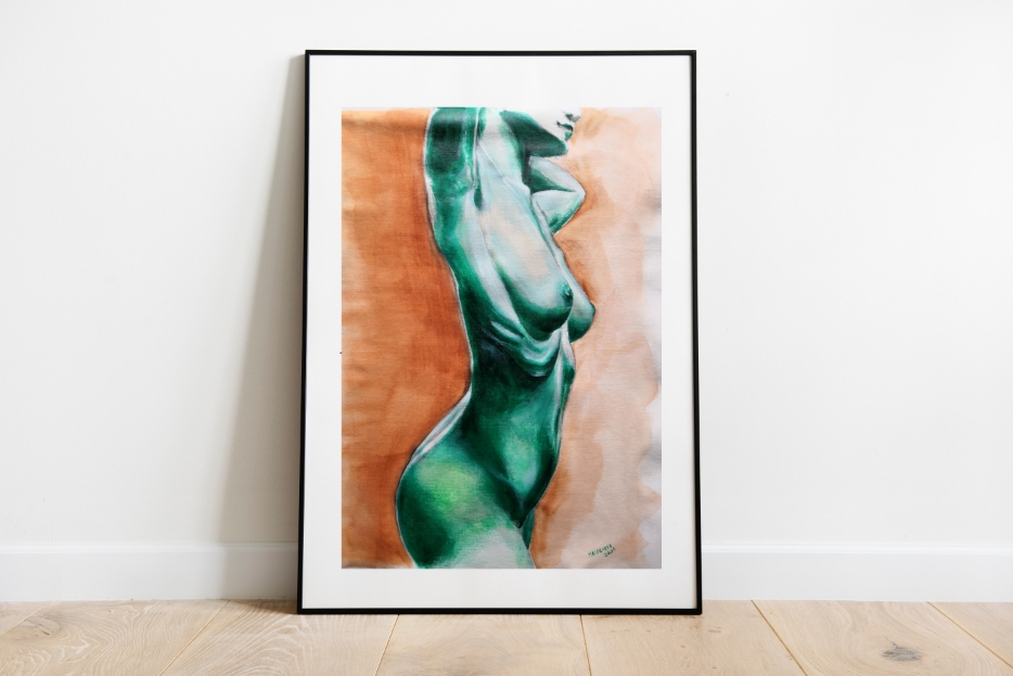 nudo donna acrilico quadro frame cornice 