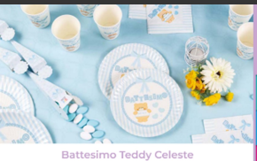 SERVIZIO MONOUSO TEDDY AZZURRO BATTESIMO