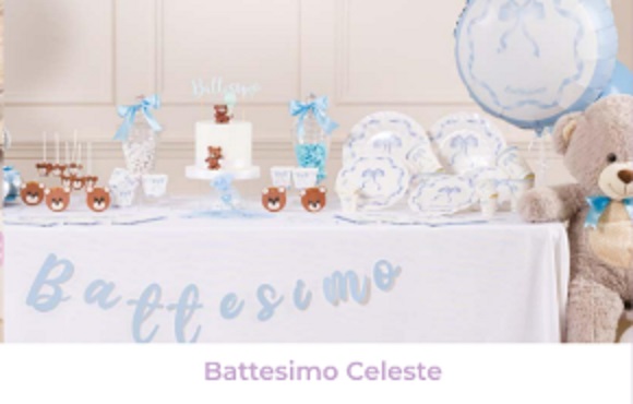 PIATTI BATTESIMO FIOCCO AZZURRO MONOUSO