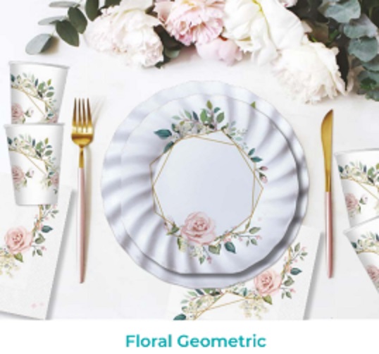 PIATTI DECORATI MONOUSO FLORAL GEOMETRIC