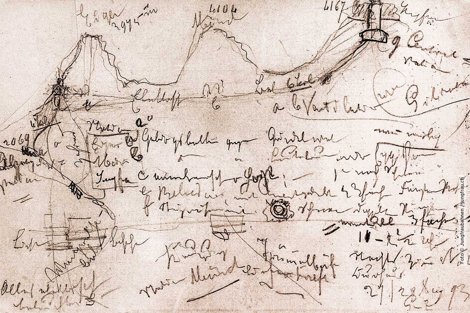 In einer Sommernacht im Jahr 1893 skizzierte er nach einer Wanderung seine Idee für den Bau der Jungfraubahn.