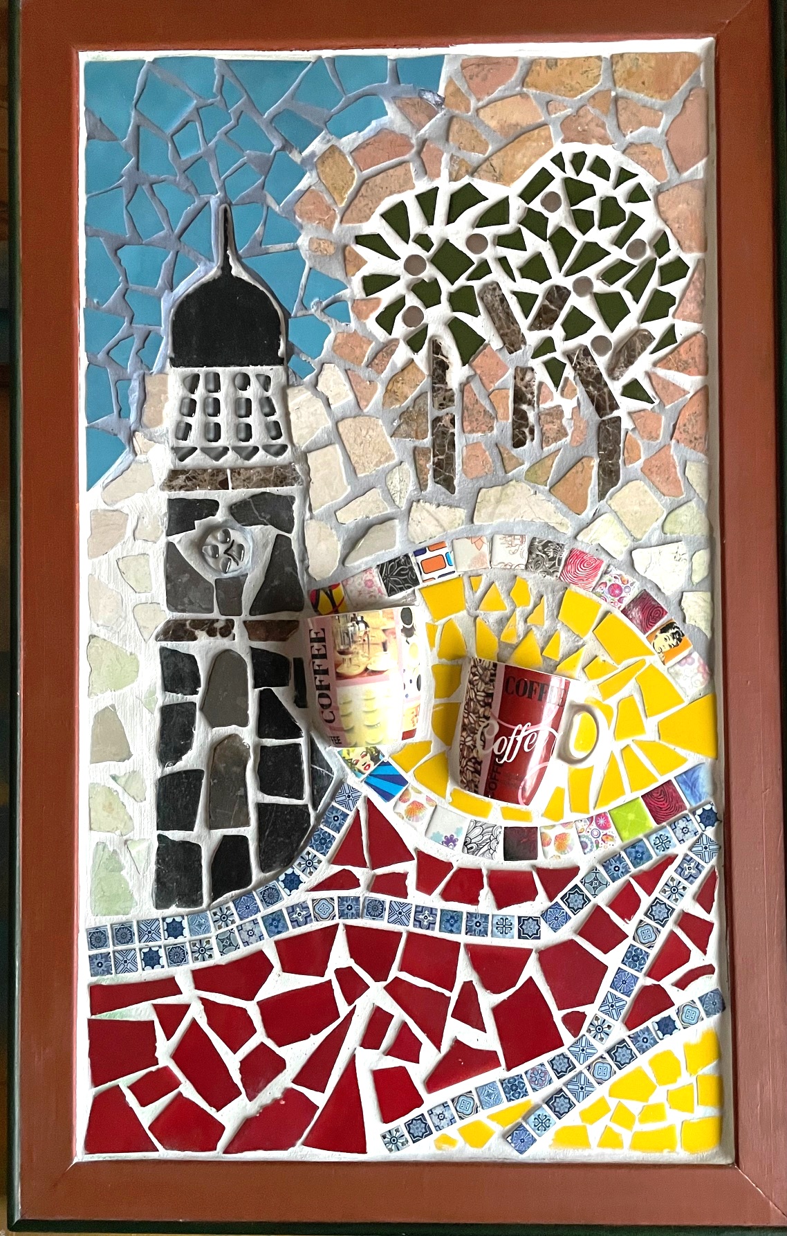 Mosaik auf Holz