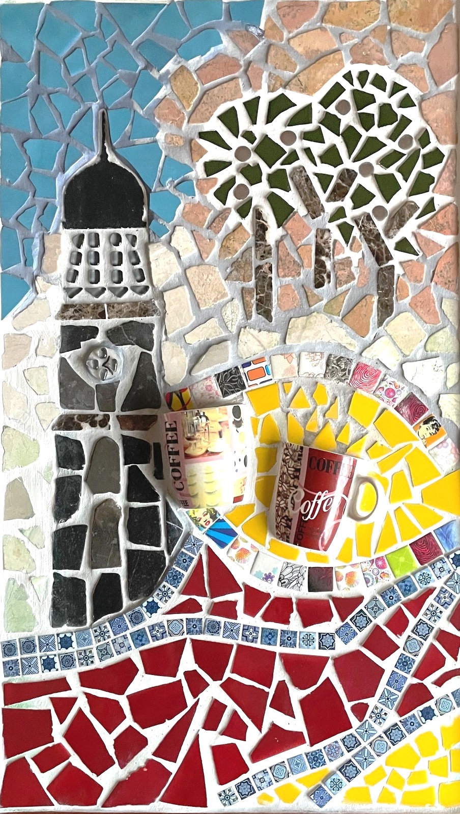 Cafè am Michel Hamburg - Mosaik auf Holz