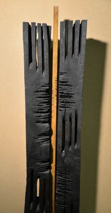 Stele Holz- Eisen gebrannt 3-teilig 215 x 45 cm