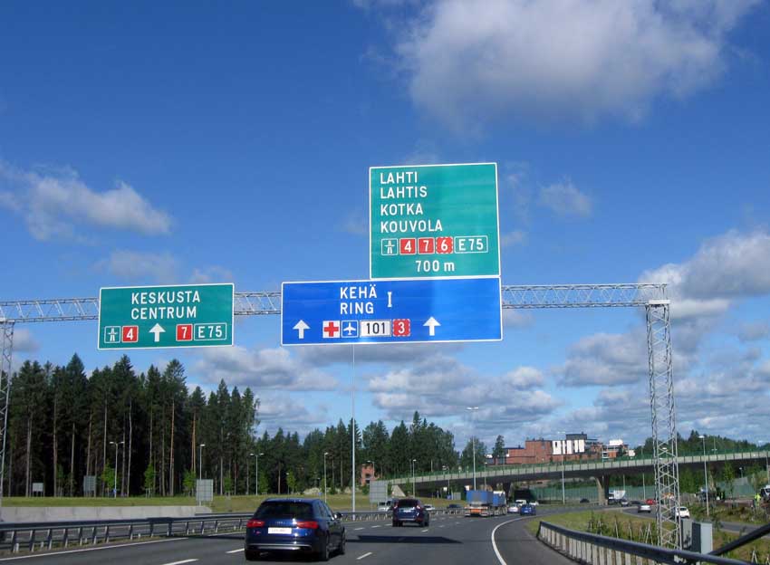 In flotter Fahrt durch Helsinki in Richtung Lathi