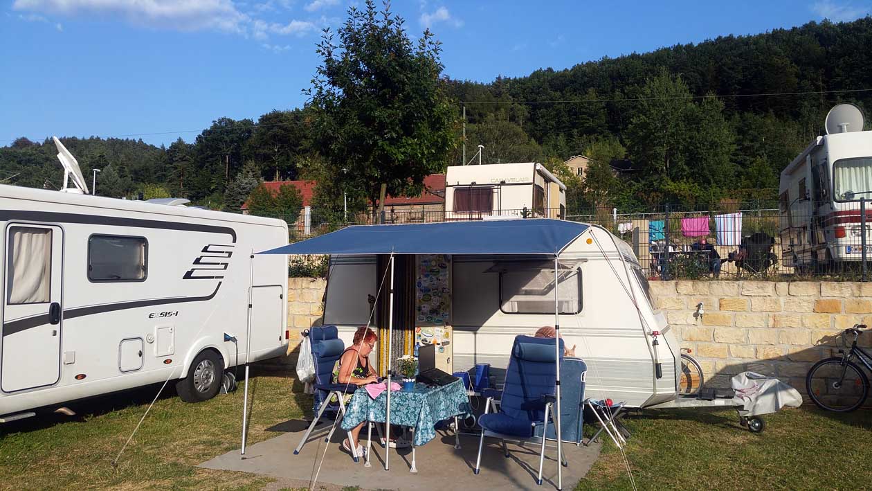 Unser Stellplatz auf Camping Königstein