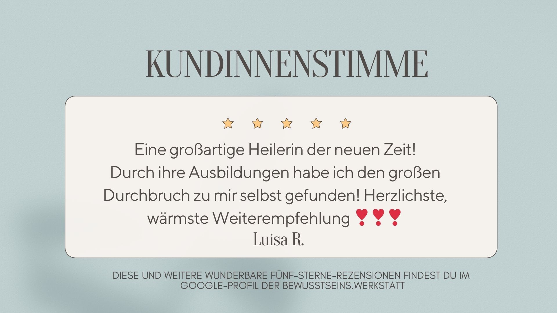 Bewertung bewusstseinswerkstatt
