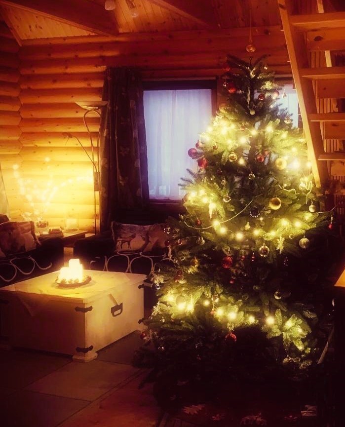 Weihnachtsbaum Blockhaus Finnland