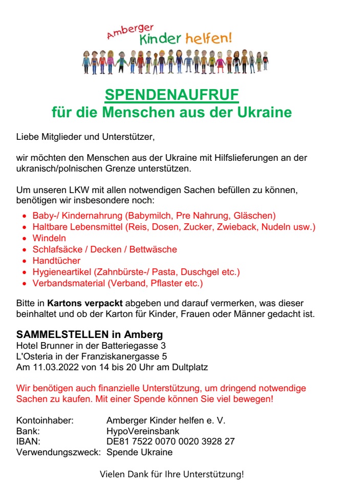 SPENDENAUFRUF