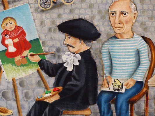 DÉTAIL PEINTURE À L'HUILE  CHRISTINE FRAGA FRENOT ART NAIF