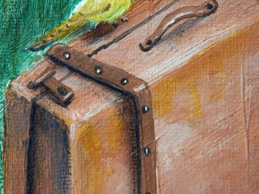 DÉTAIL PEINTURE À L'HUILE  CHRISTINE FRAGA FRENOT ART NAIF