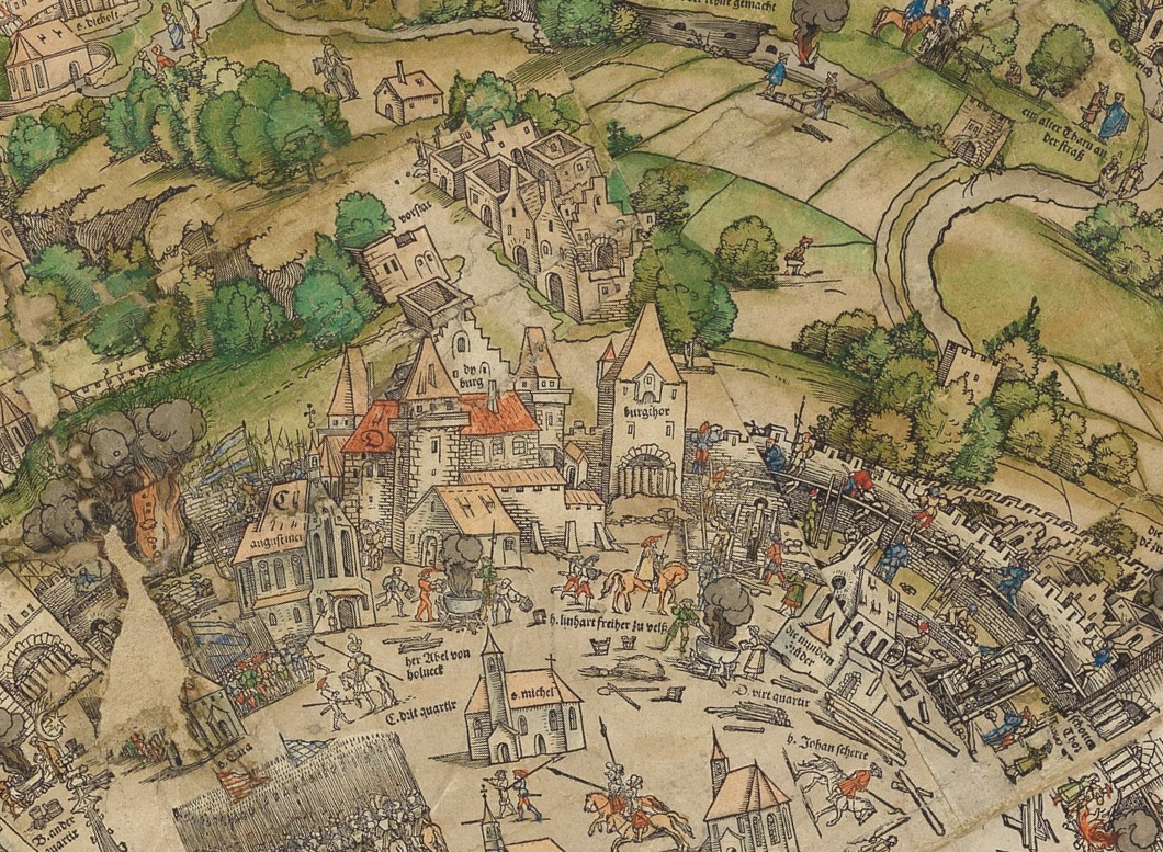 Wien zur Zeit der Ersten Türkenbelagerung, Nikolaus Meldemann, Nürnberg 1530 (Ausschnitt)