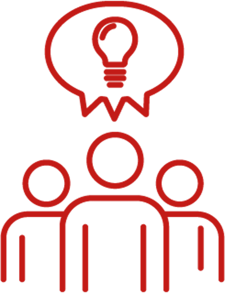 Pictogramme Solutions avec groupe d'homme et un idée