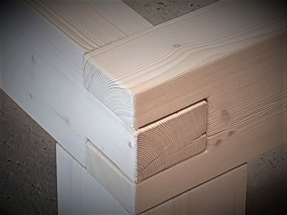 Balkenbett Detail Schwalbenschwanzverbindung