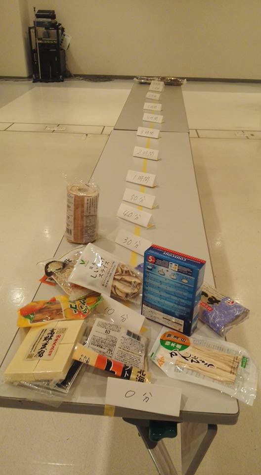 市販の乾物を集め、戻すのにどのくらいかかるかタイムラインに置いてみました