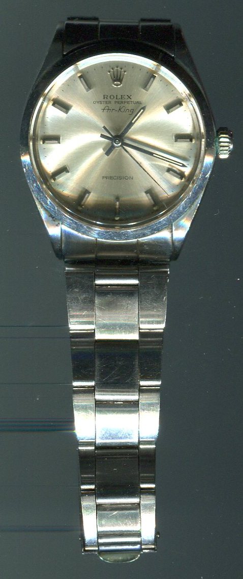 ロレックス（ROLEX) エアキング　（Rif.5500/1950年年代製造/アンティーク）のオーバーホール・パッキン交換・３番車交換・ゼンマイ交換・歯車調整を承らせて頂きました