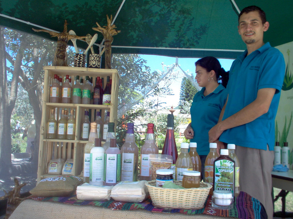 Verkaufsstand mit COMUCAP-Produkten auf dem Marcala-Festival, März 2010