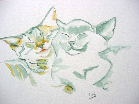 Kittens; 43x33 cm incl. lijst (papier)