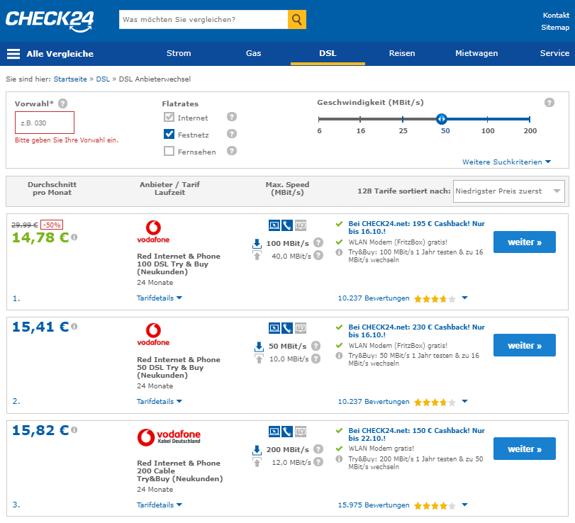 Vodafone Vdsl Angebote Bei Check24 Bis Zu 230 Cashback Checkeinfach De