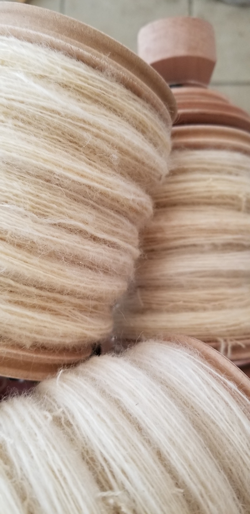 ナチュラル羊毛 (羊種 ボーダーレール )白250g、茶420g、手紡ぎ糸90g 羊の