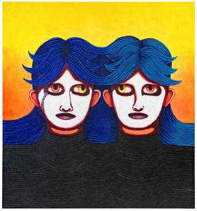 Bildnachweis: Eva Nüßlein, Wir sind anders, 2026, Acryl und Glitzersteine auf Leinwand, 200 x 190 cm, Foto: Steve Braun, © Eva Nüßlein