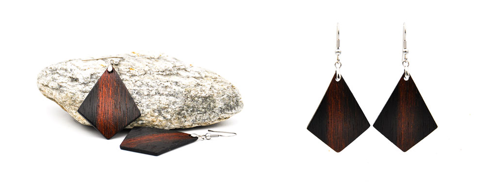 Holzohrhänger Holzohringe Klassik aus schwarzem Ebenholz