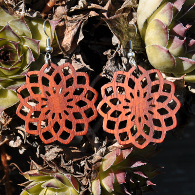 Holzohrhänger Motiv Mandala Padouk Holzschmuck