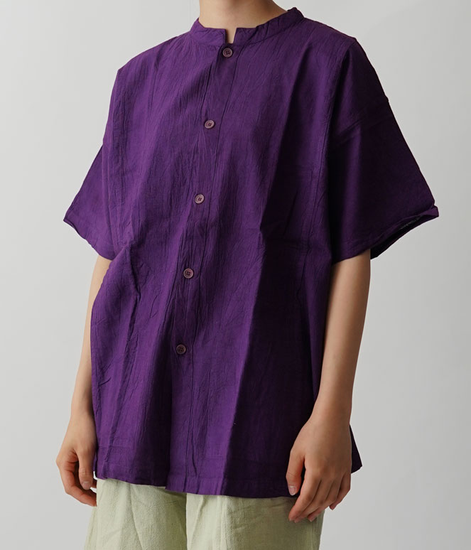 ことり】ヂェン先生の日常着、開襟シャツ、薄手、Mサイズ、孔雀緑