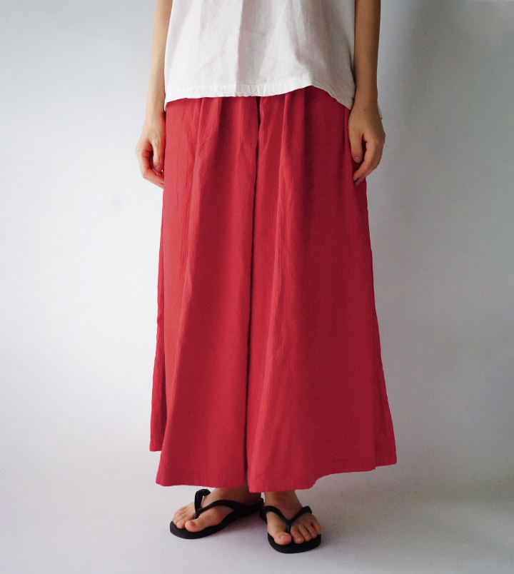 Véritécœur 赤 ワイドパンツ ヂェン先生の日常着 ワイドパンツ厚手 - ANANDASIA