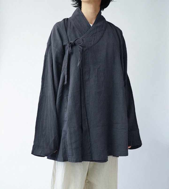 ヂェン先生の日常着 薄衣ロングカサネバオリ 黒 ヂェン先生の日常着 薄衣かさねワンピース - ANANDASIA