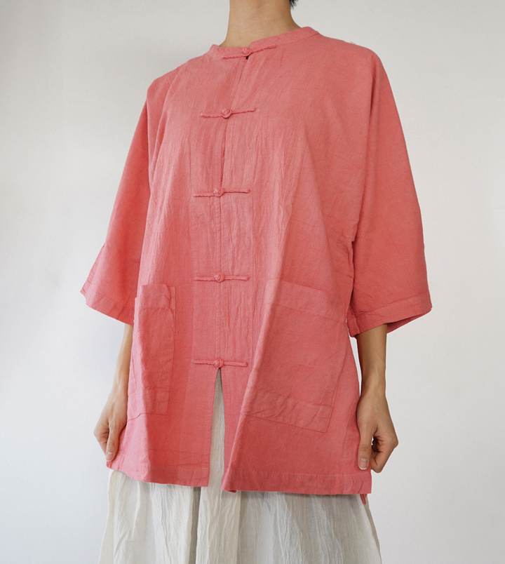 ヂェン先生の日常着　チャイナシャツ　生成りＳサイズ　薄地 ヂェン先生の日常着 チャイナシャツ 長袖 - ANANDASIA